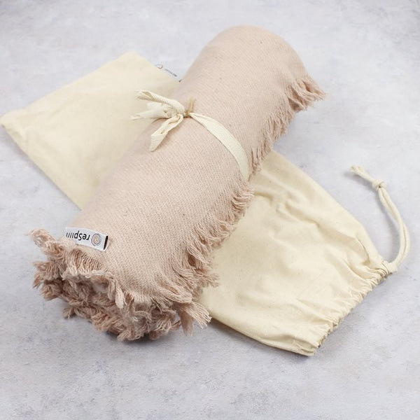Plain Wool Throw with Fringe, by ReSpiin