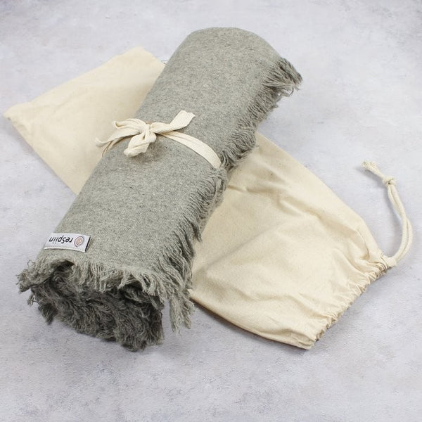 Plain Wool Throw with Fringe, by ReSpiin