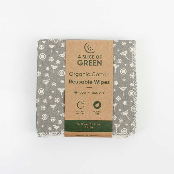 Organic Cotton Reusable Wipes (Pack of 5), by A Slice of Green