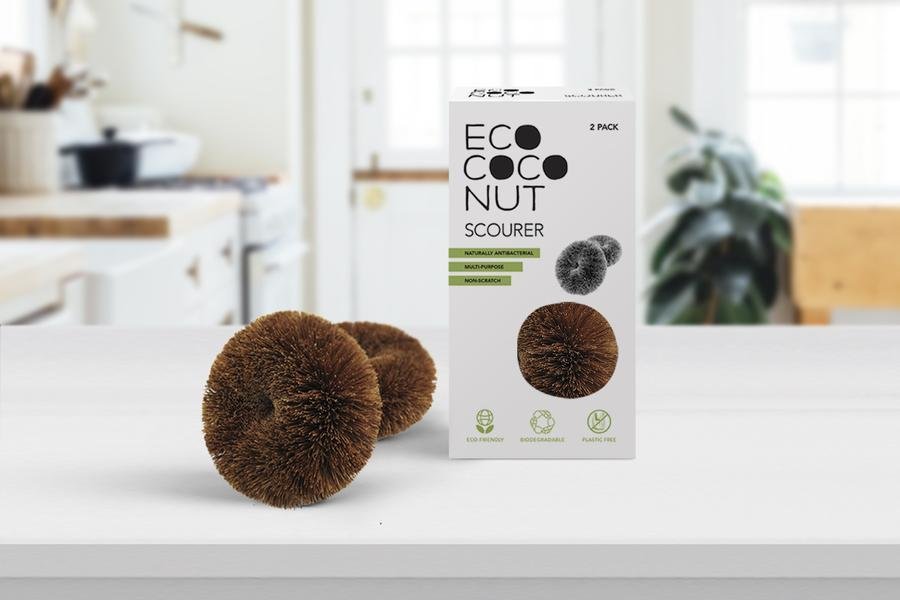 Biodegradable Scourers (twin pack), by EcoCoconut  £5 The Contented Company ecofriendly zerowaste