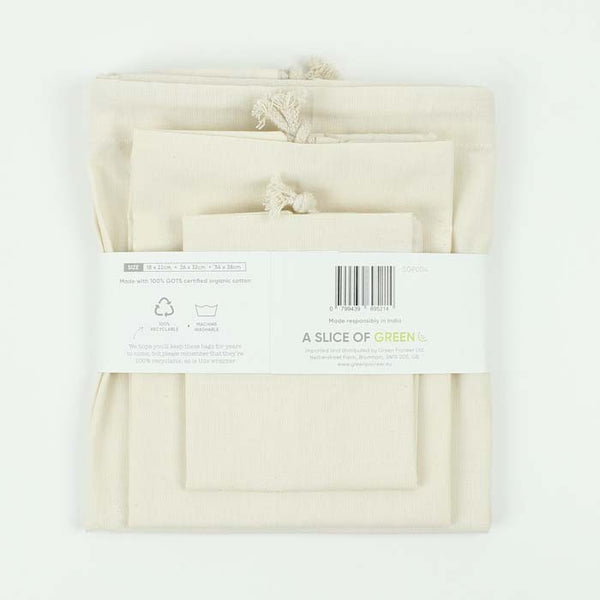 Reusable Organic Cotton Produce Bags Multipack of 3, by A Slice of Green  Reusable Organic Cotton Net Bag £5.25 Eco-friendly, Zero Waste The Contented Company