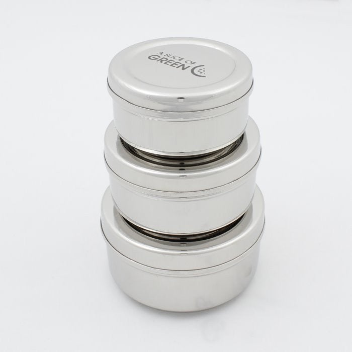 Plastic Free Stainless Steel Set of 3 Containers, by Slice of Green  Containers £19.5 Eco-friendly, Zero Waste The Contented Company