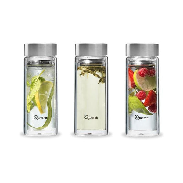 Glass Infuse Flask, by Qwetch  Insulated Glass Flask £18 Eco-friendly, Zero Waste The Contented Company