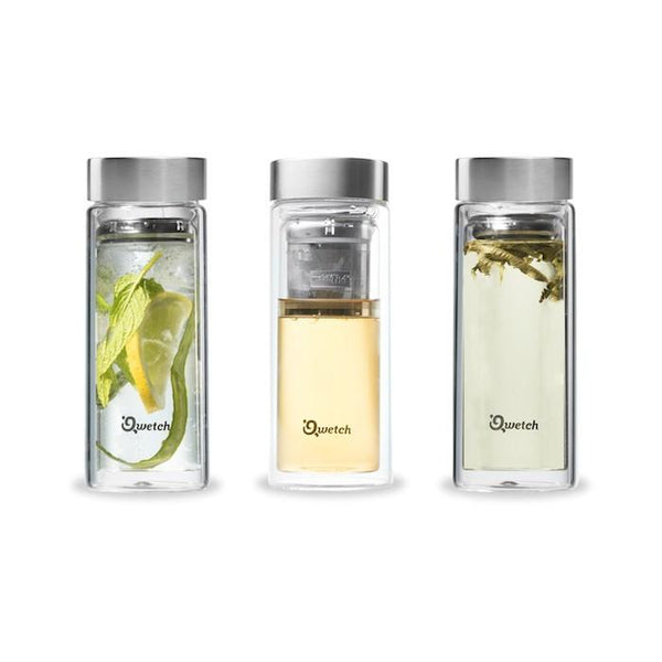 Glass Infuse Flask, by Qwetch  Insulated Glass Flask £18 Eco-friendly, Zero Waste The Contented Company