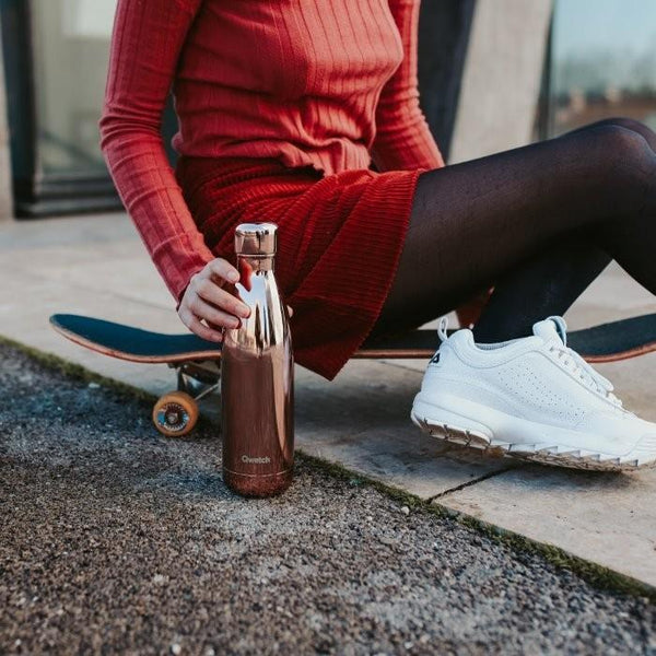 Reusable Insulated Stainless Steel 500ml Bottle - Rose Gold Metallic, by Qwetch  Water Bottle £24 Eco-friendly, Zero Waste The Contented Company