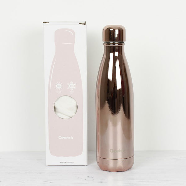 Reusable Insulated Stainless Steel 500ml Bottle - Rose Gold Metallic, by Qwetch  Water Bottle £24 Eco-friendly, Zero Waste The Contented Company